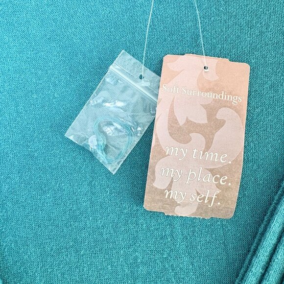 Soft Surroundings Accordion Pleat Cardigan Size XL Teal Green V Neck Silk NWT - Picture 5 of 10